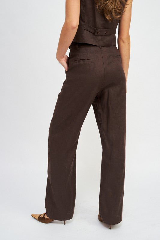 High Waisted Straight Leg Trousers