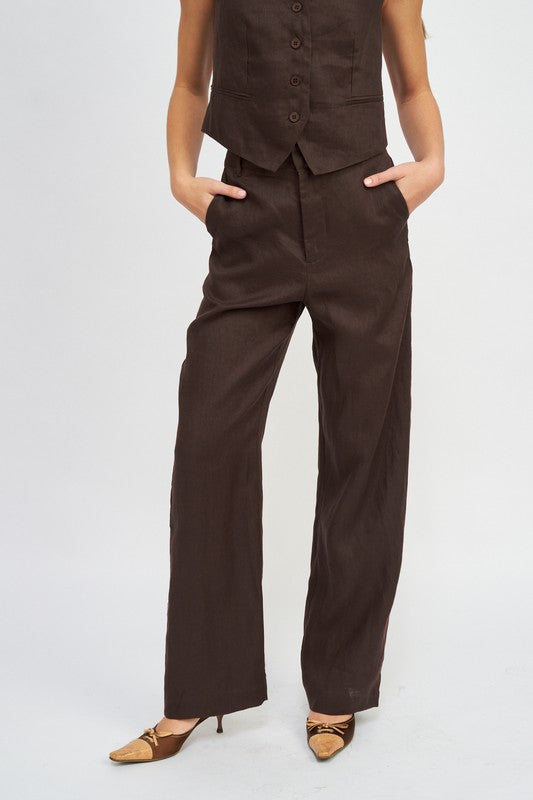High Waisted Straight Leg Trousers