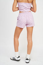 Lavender Printed High Waist Shorts