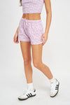 Lavender Printed High Waist Shorts