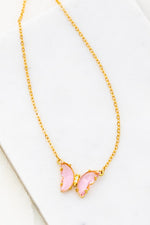 Gemstone Butterfly Pendant Necklace