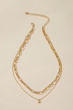 Two Row Chain and Dainty Heart Pendant Necklace