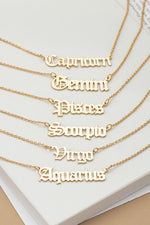 Old English Font Zodiac Name Necklace
