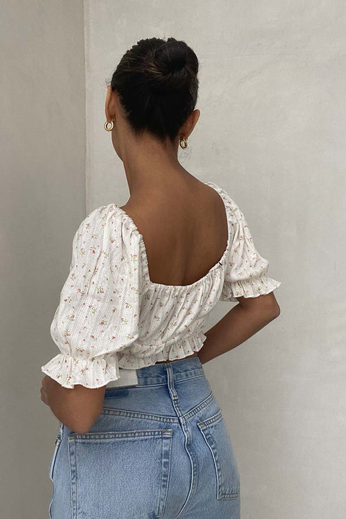 Floral Knit Cropped Top