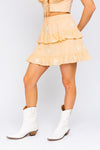 Daisy Embroidered Tiered Mini Skirt