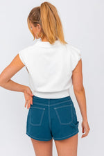 Collared Sleeveless Vest Knit Top
