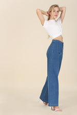 Flared High Waisted Pin Tuck Jeans