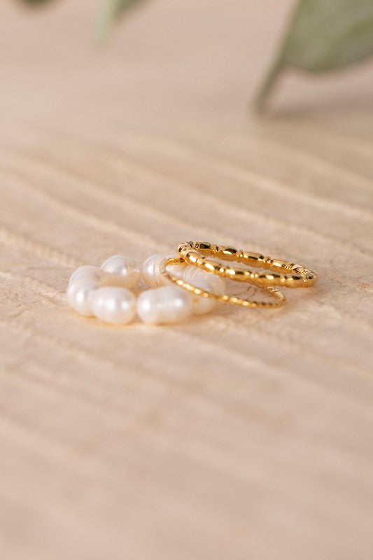 3 Piece Pearl Ring Set