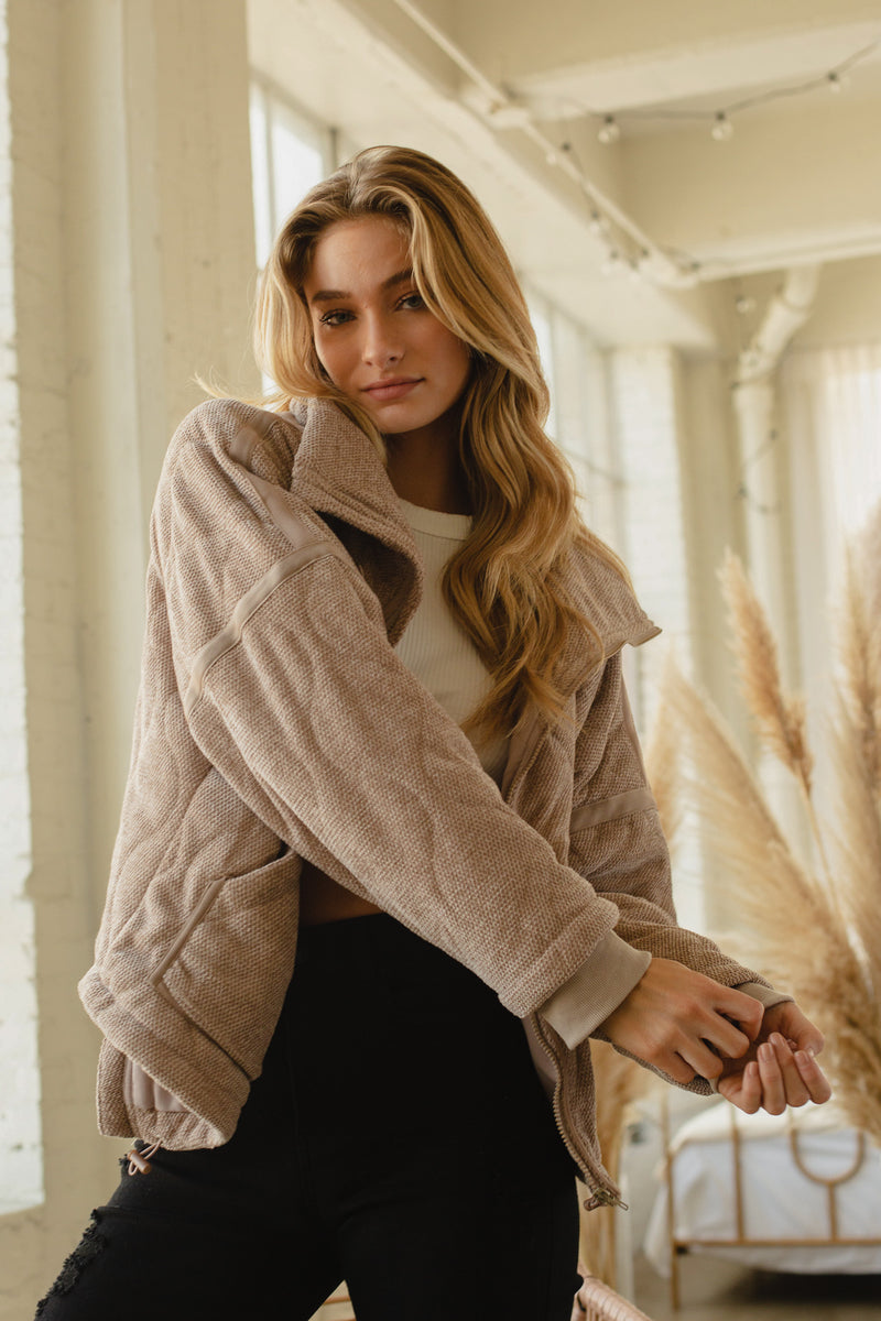 Taupe Layered Quilted Jacket