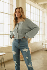 Collared Knit Button Down Top