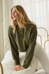 Olive French Terry Collared Sweater