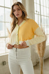 Yellow Colorblock Cardigan Sweater
