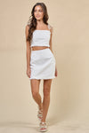 Ivory Frayed 2 Pc Top & Mini Skirt Set