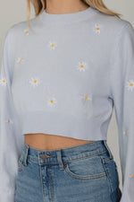 Sky Blue Daisy Knit Sweater
